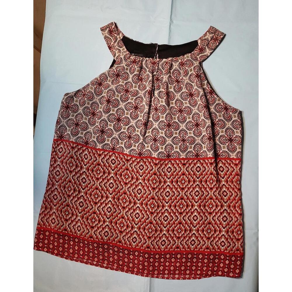 Women's AB Studio halter top linded M Red/black/grey adorable used like new